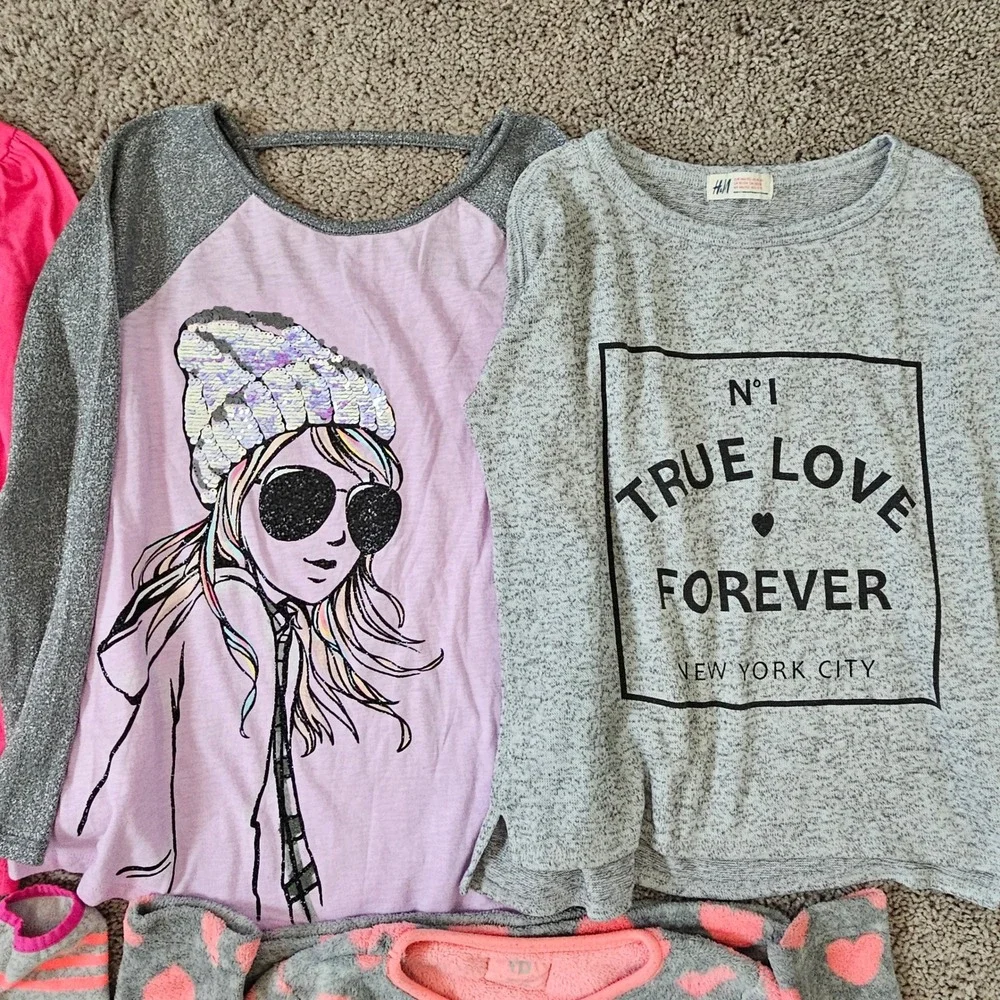 Long Sleeve Tops Girls Size 10 12 Lot of 6 Justice Gymboree Sequin Glitter Cozy‎